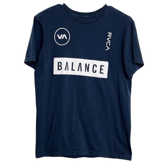 RVCA Balance Short Sleeve Graphic Tee Blue & White Small - Picture 1 of 4